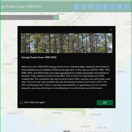 Georgia Forest Cover 1985 - 2023 Hub Site